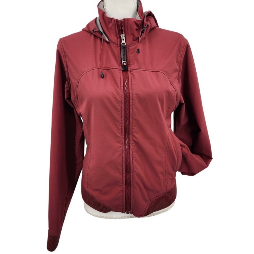 Marmot Lightweight Softshell Burgundy Hooded All Weather Jacket M